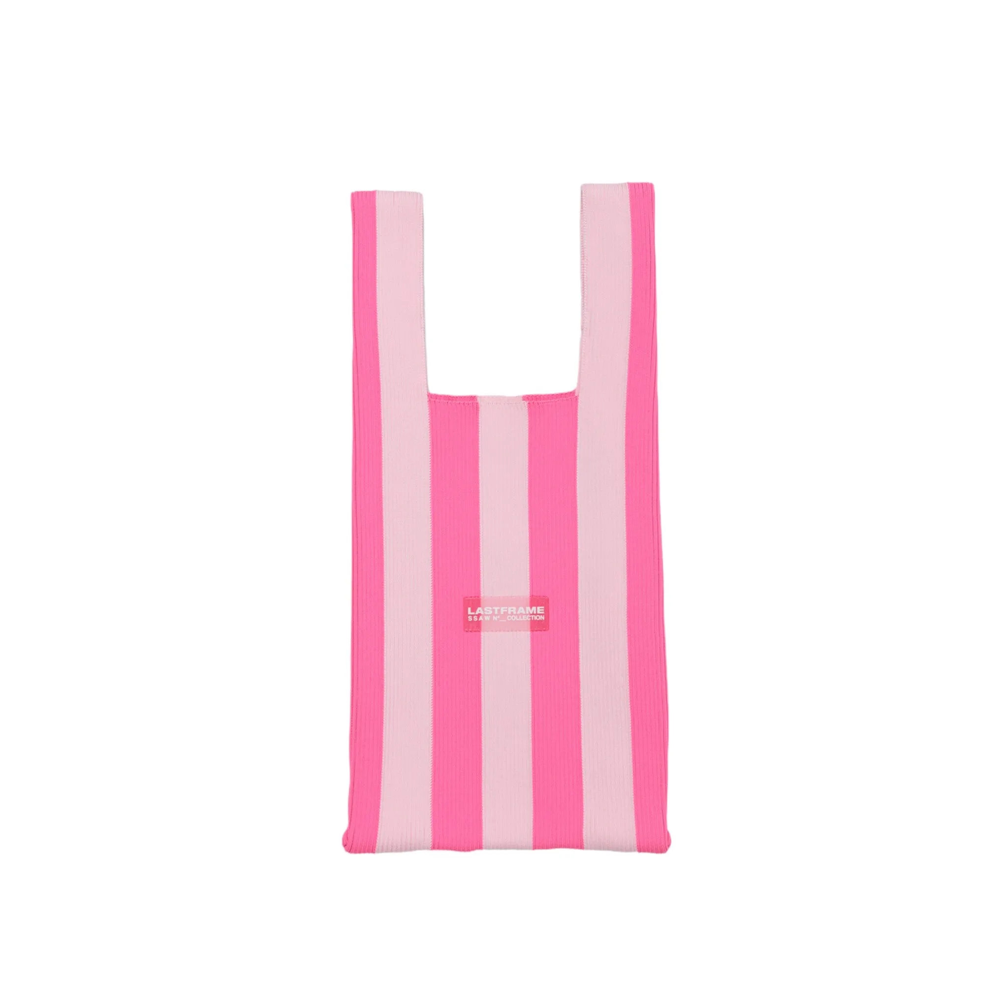 STRIPE MARKET BAG MEDIUM / NEON PINKxLIGHT PINK