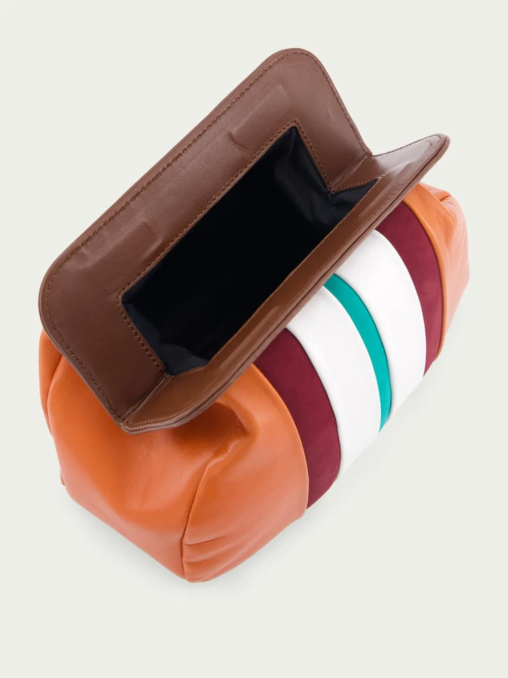 Striped Leather Clutch