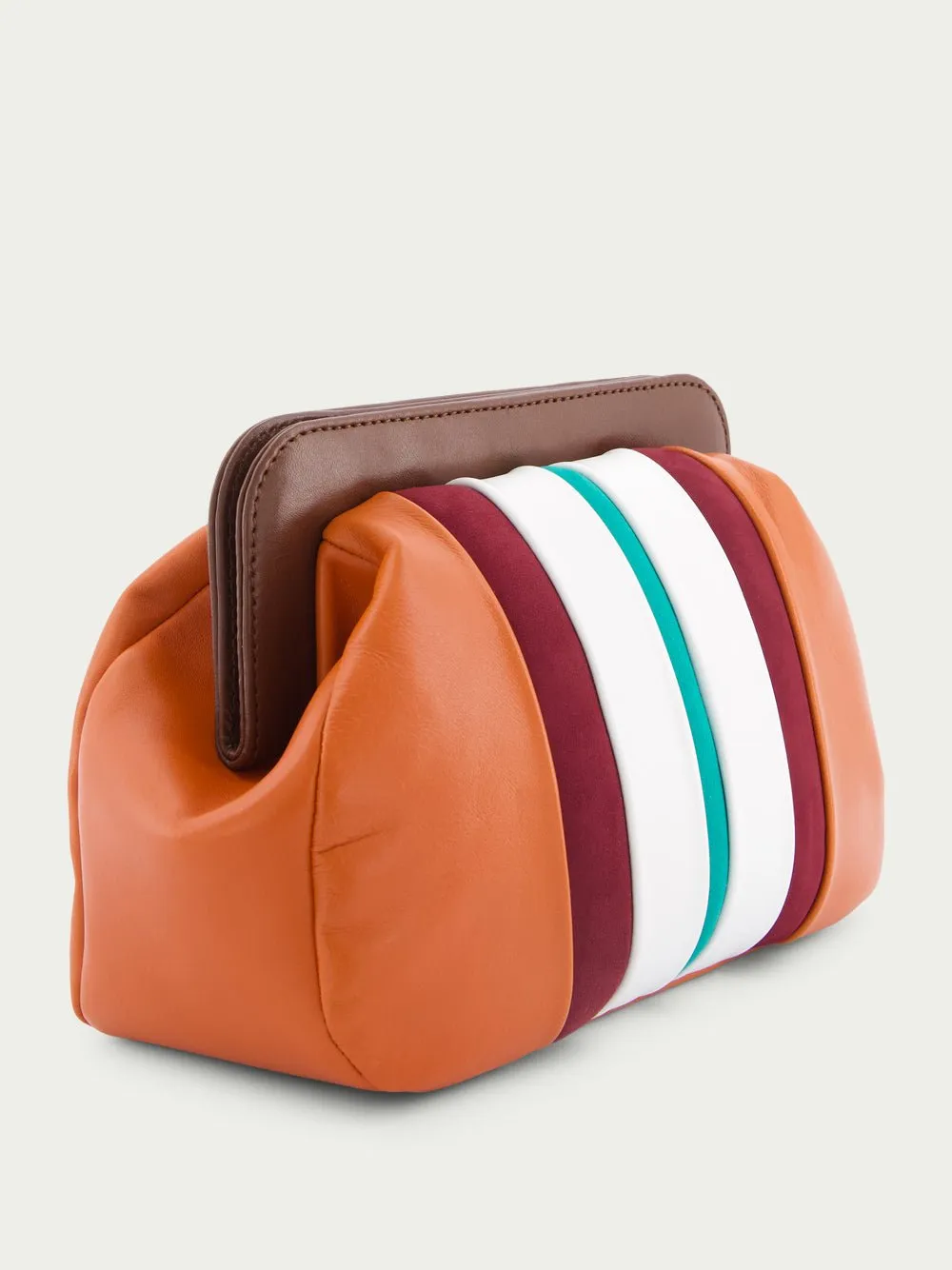 Striped Leather Clutch