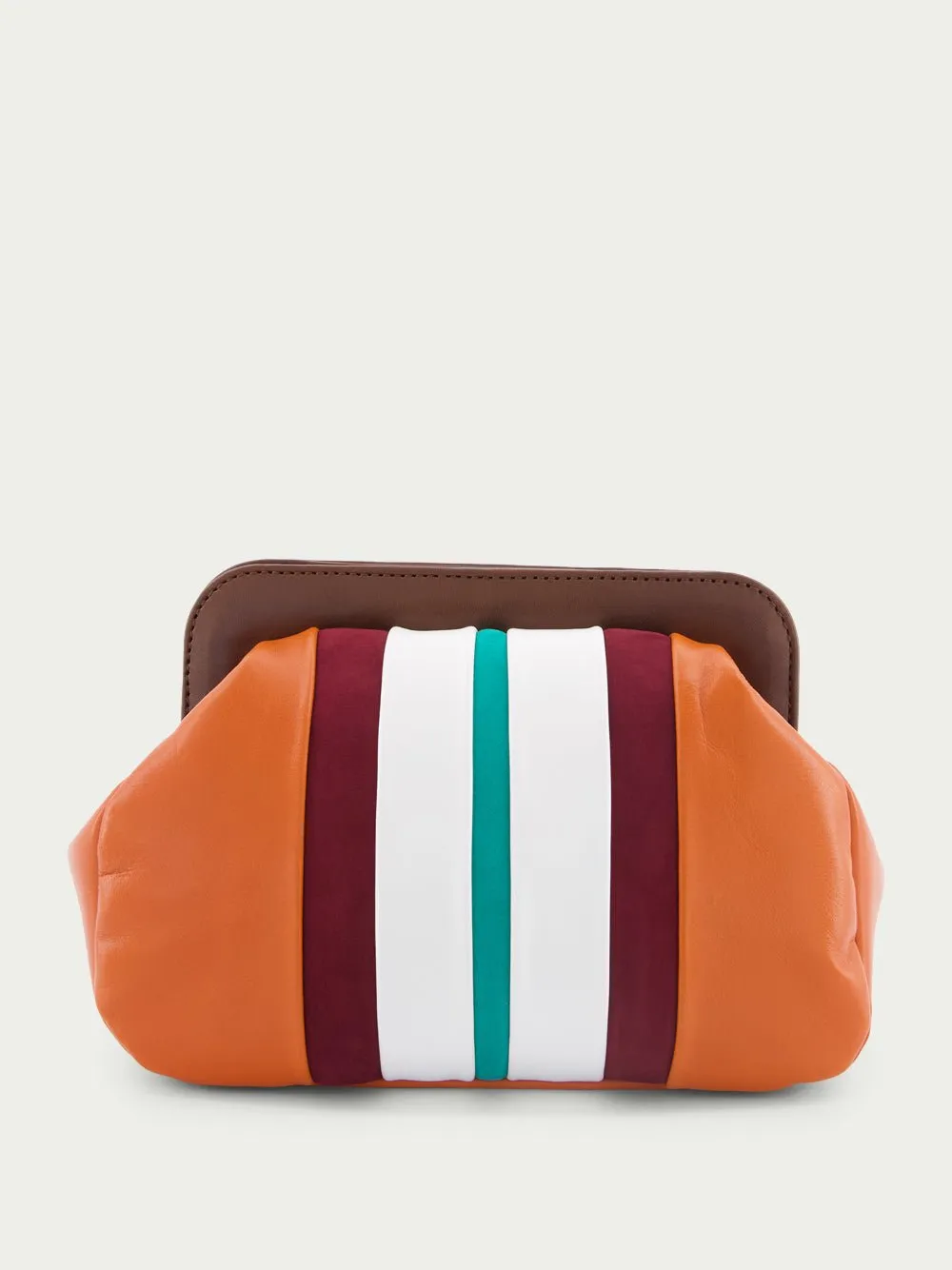 Striped Leather Clutch