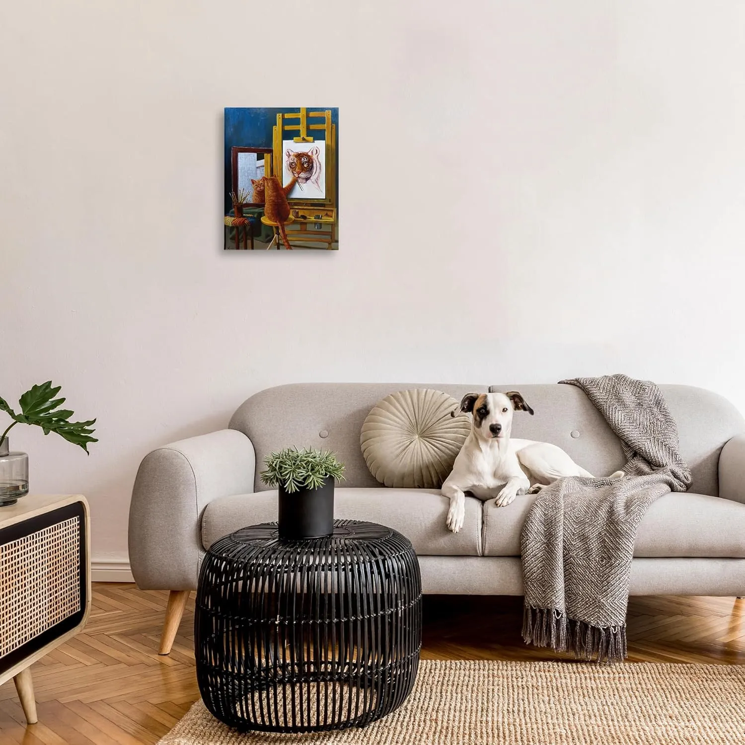 Stupell Industries Cat Confidence Self Portrait as a Tiger Funny Painting, 16 x 20, Gallery Wrapped Canvas