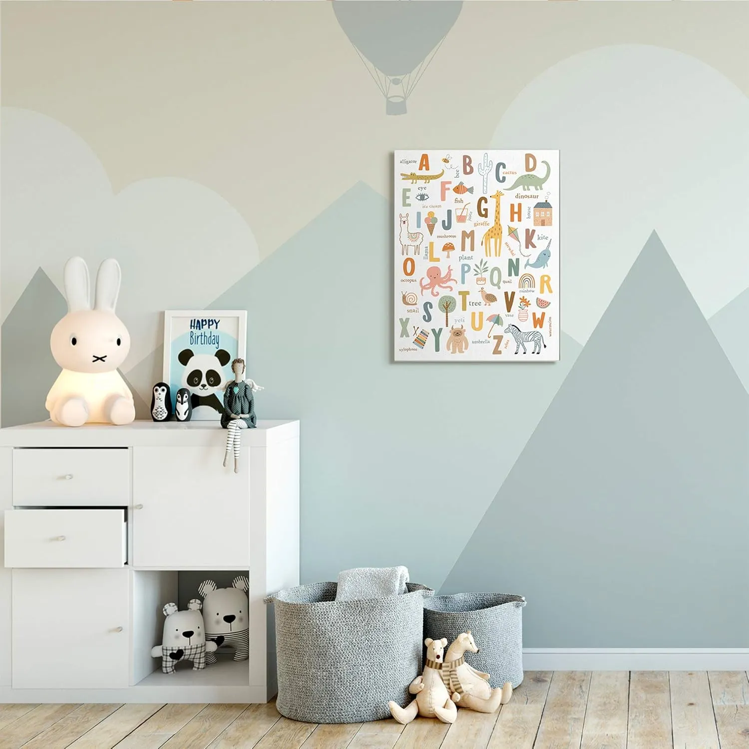 Stupell Industries Fun Educational ABC Chart Cute Animals, Designed by Nina Seven Canvas Wall Art, 24 x 30, White