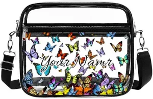 Stylish Butterfly Clear Crossbody Bag - PVC Butterflies Transparent Messenger Bag for Work, Travel and Daily Use