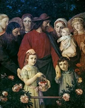 Suffer Little Children by Wilhelm August Steinhausen oil on canvas (1846-1924) Poster Print (18 x 24)