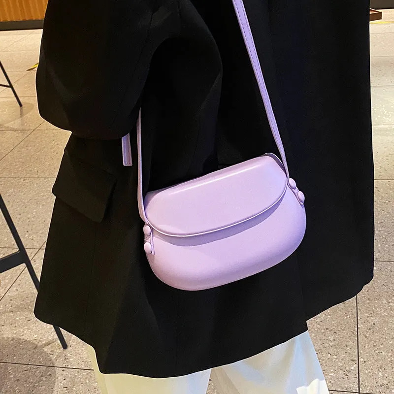 Summer Candy Color Large Pressure Cover Retro Easy Matching Saddle Crossbody Bags