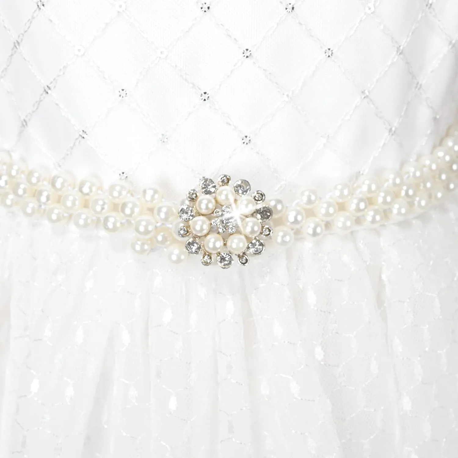 Sunny Fashion Flower Girls Dress White Wedding Pageant Bridesmaid Gown Size 3-10