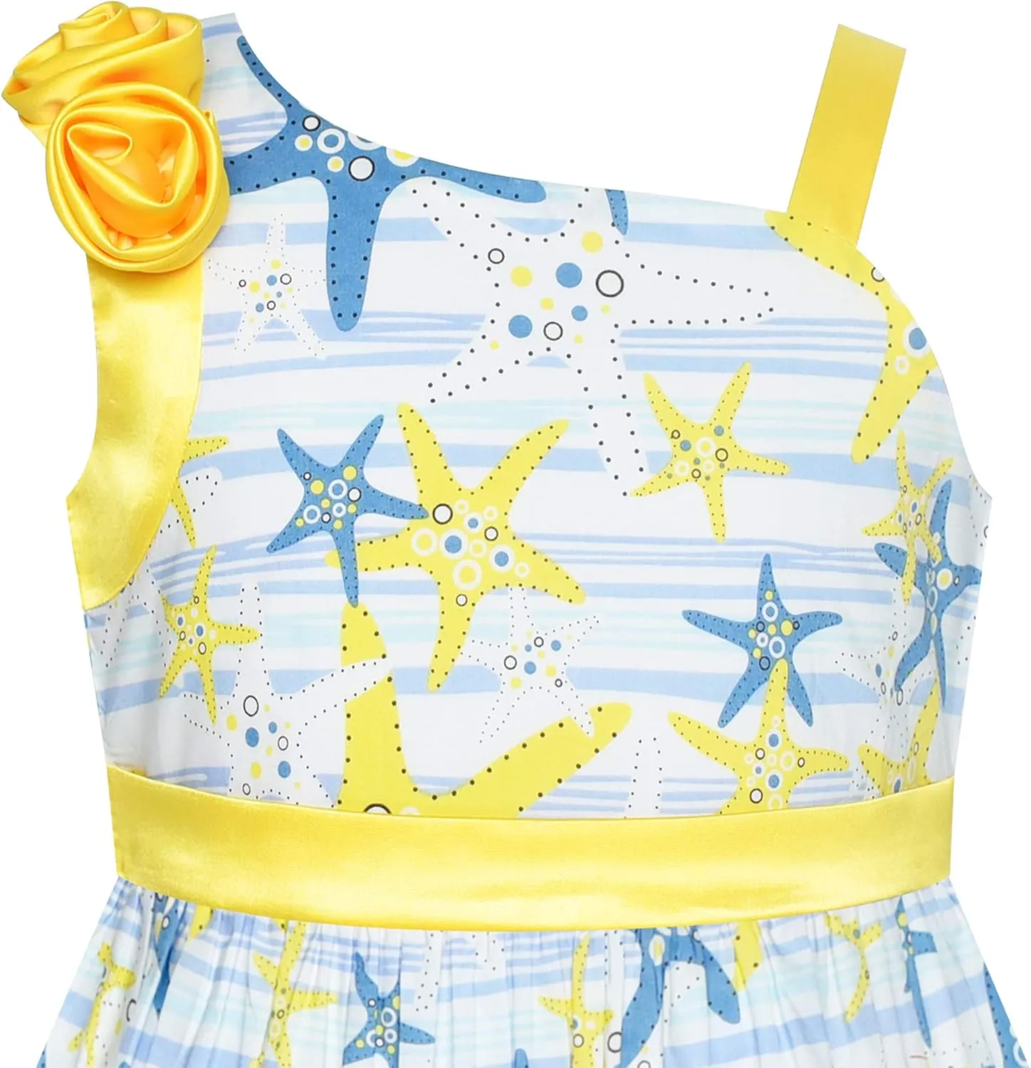 Sunny Fashion Girls Dress One Shoulder Sea Star Flower Dress Birthday Party