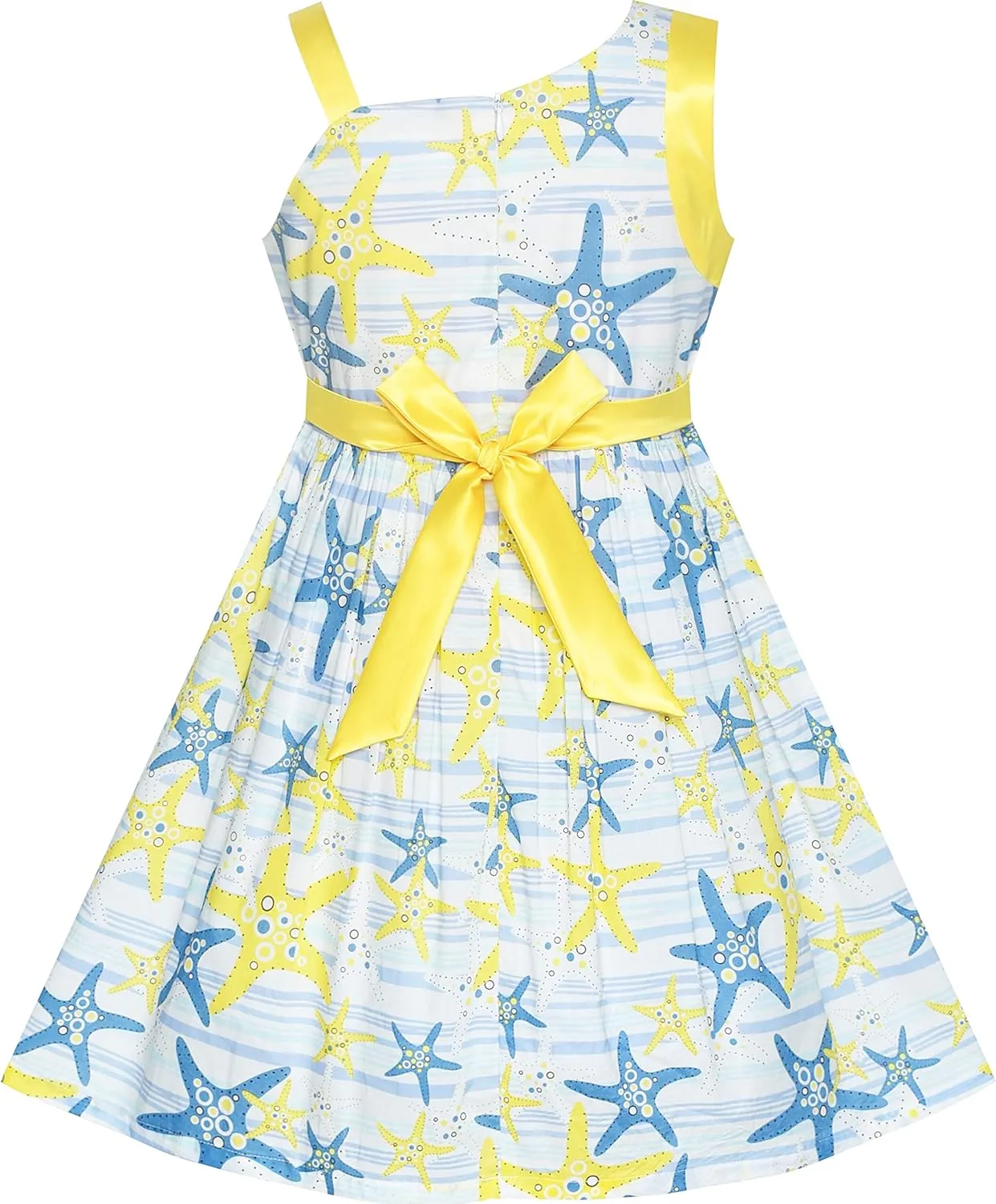Sunny Fashion Girls Dress One Shoulder Sea Star Flower Dress Birthday Party