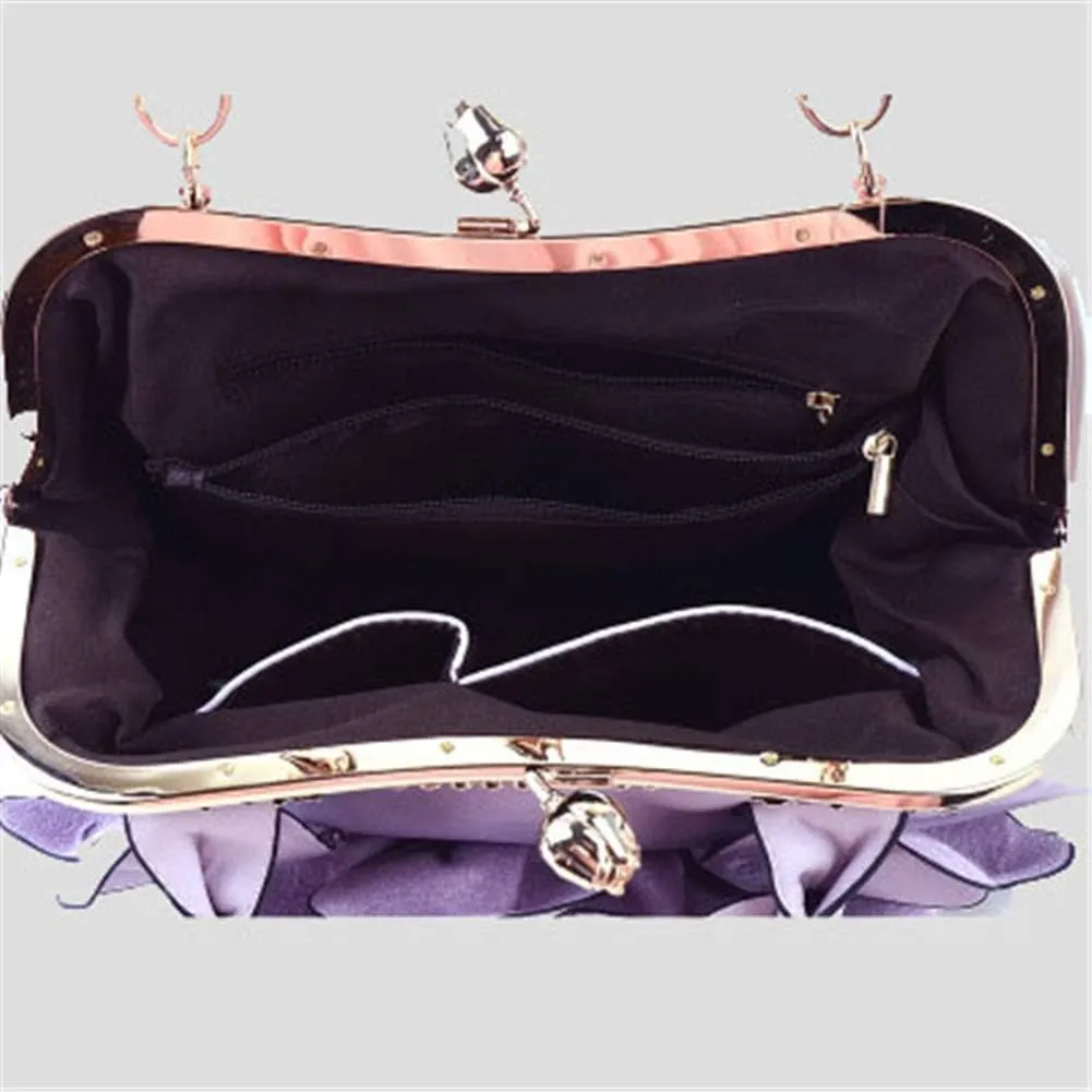 SUNROLAN Women's Handbags 3D Flower Seris Evening Bags PU Leather Rhinestone Crossbody Bag with Detachable Strap