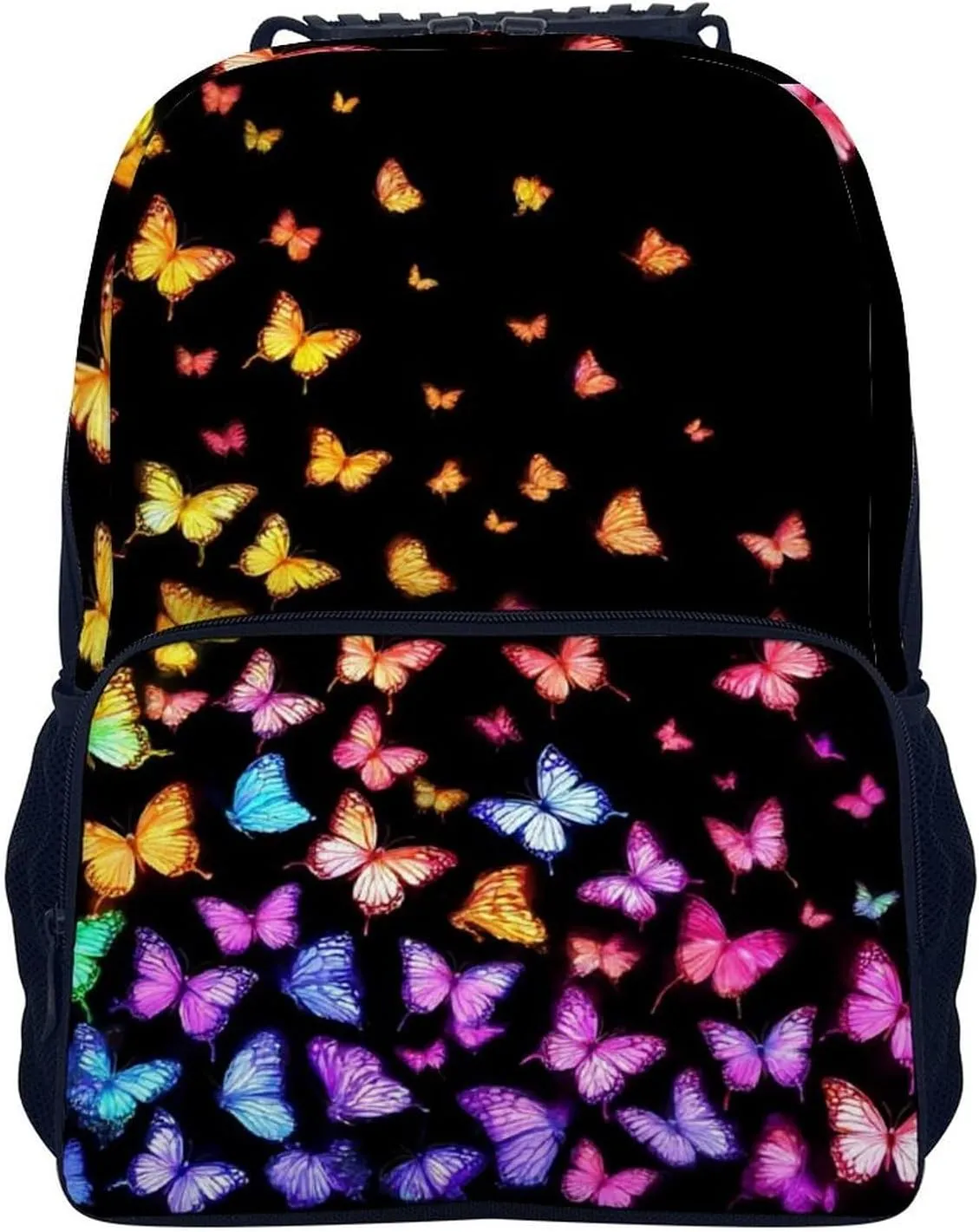 Supdreamc Colorful Orange Monarch Butterfly Shoulder Book Bags Polyester Multipurpose Anti-Theft Carry On Bag Large Capacity Travel Hiking & Camping Rucksack