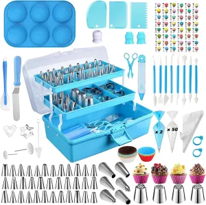 Suuker Cake Decorating Tools Supplies Kit, 236 Pieces Baking Accessories with Storage Case, Frosting Piping Kit, Piping Bags and Tips Set with 36 Numbered Piping Tips, Pastry Bags for Cake