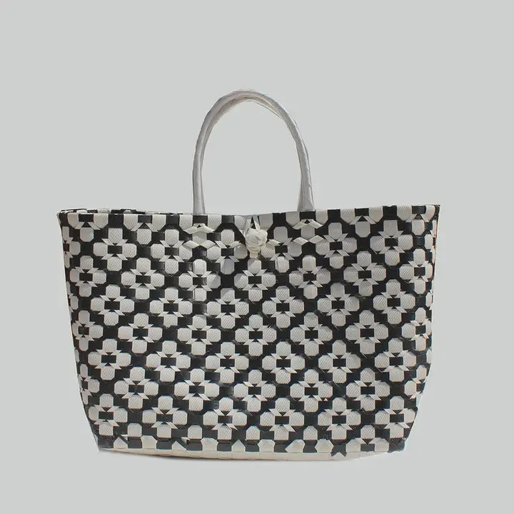 SWAN STRAW TOTE BLACK
