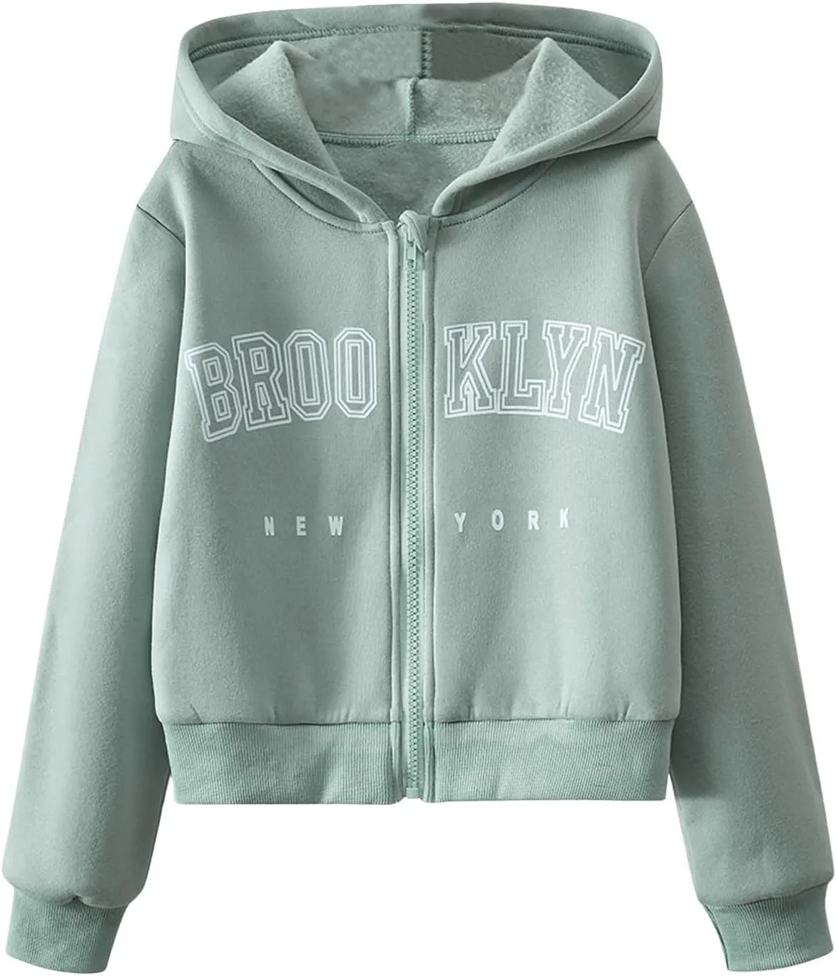 SweatyRocks Girl's Letter Print Zip Up Hoodie Long Sleeve Casual Thermal Sweatshirt Jackets