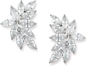 SWEETV Bridal Wedding Earrings for Brides Bridesmaid, Marquise Cubic Zirconia Rhinestone Cluster Earrings for Women, Prom
