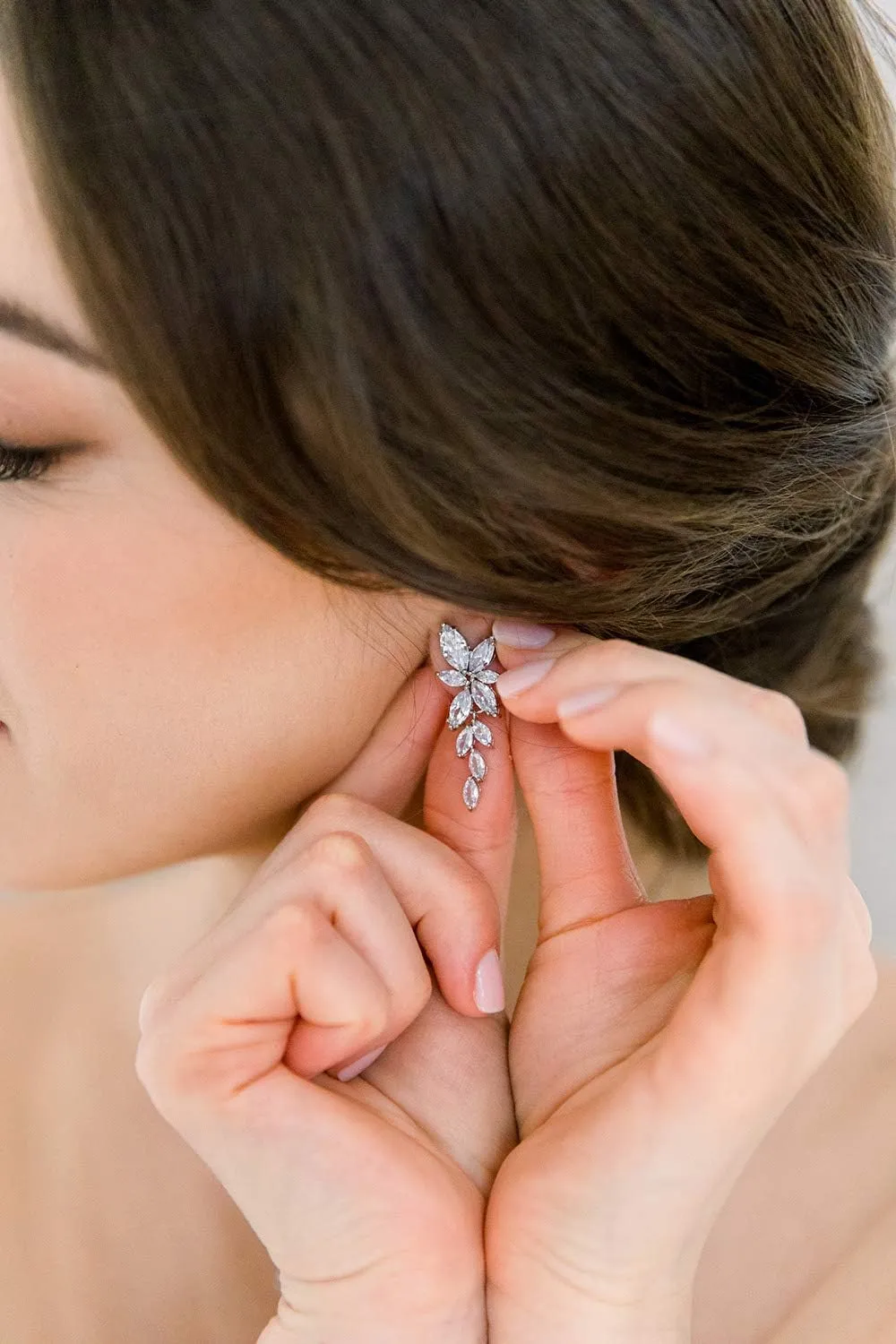 SWEETV Marquise Cubic Zirconia Bridal Earrings, Elegant Wedding Earrings for Brides Bridesmaids, Crystal Formal Drop Earrings for Women Jewelry Gifts