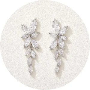 SWEETV Marquise Cubic Zirconia Bridal Earrings, Elegant Wedding Earrings for Brides Bridesmaids, Crystal Formal Drop Earrings for Women Jewelry Gifts