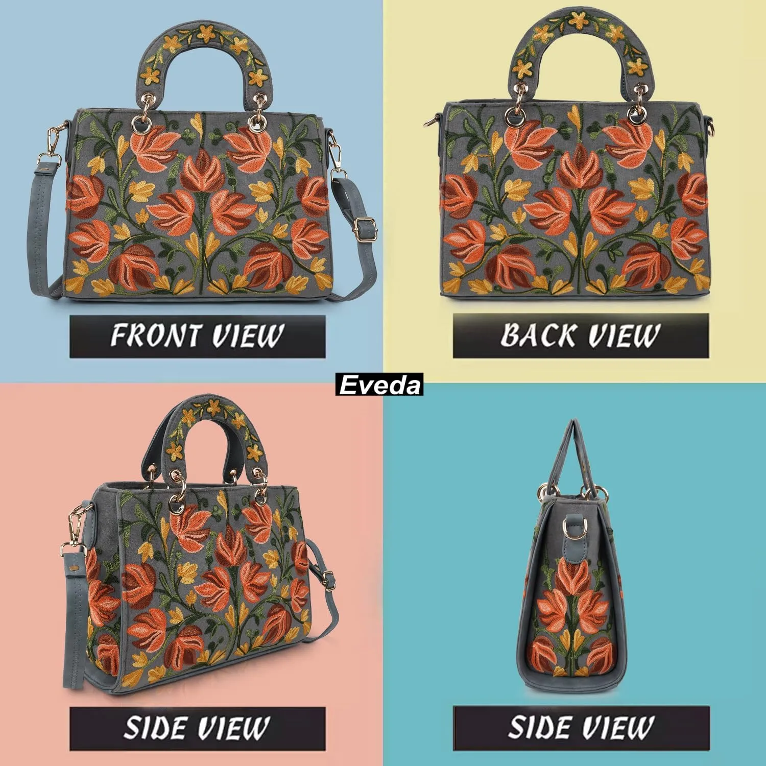 Synthetic Leather Gorgeous Embroidery Stylish Design Shoulder Crossbody Hobo Women Handbag