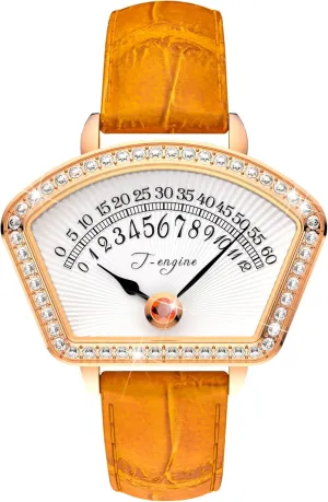 T-ENGINE Wrist Watches for Women,Ladies Quartz Wrist Watches Leather Band,Fan-Shaped Dial Surface Diamond Small Watches for Women ﻿