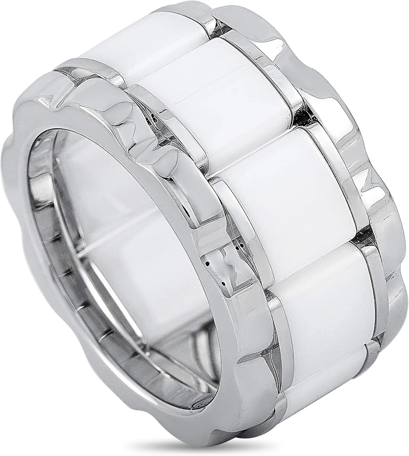 TAG Heuer Stainless Steel and Ceramic ~0.007 ct Diamond Ring