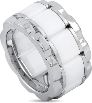 TAG Heuer Stainless Steel and Ceramic ~0.007 ct Diamond Ring