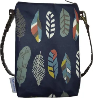 Tainada Women Crossbody Shoulder Travel Zippered Wallet Purse Clutch Phone Bag w/Detachable Strap (Feather Pattern Navy Blue)