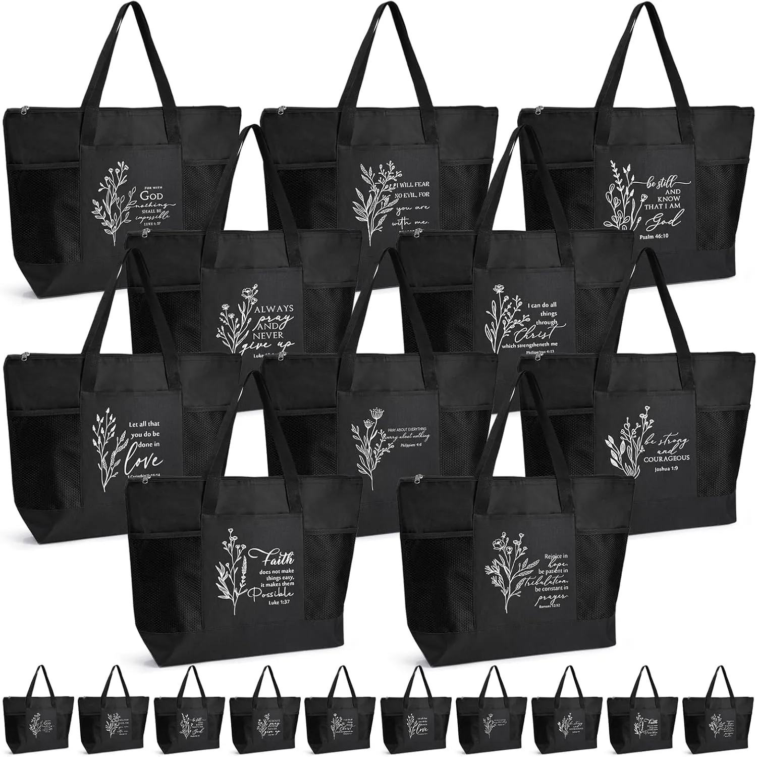 Talltalk 20 Pcs Christian Tote Bags for Women Religious Scripture Gifts Bags for Church Sunday School Graduations Teachers