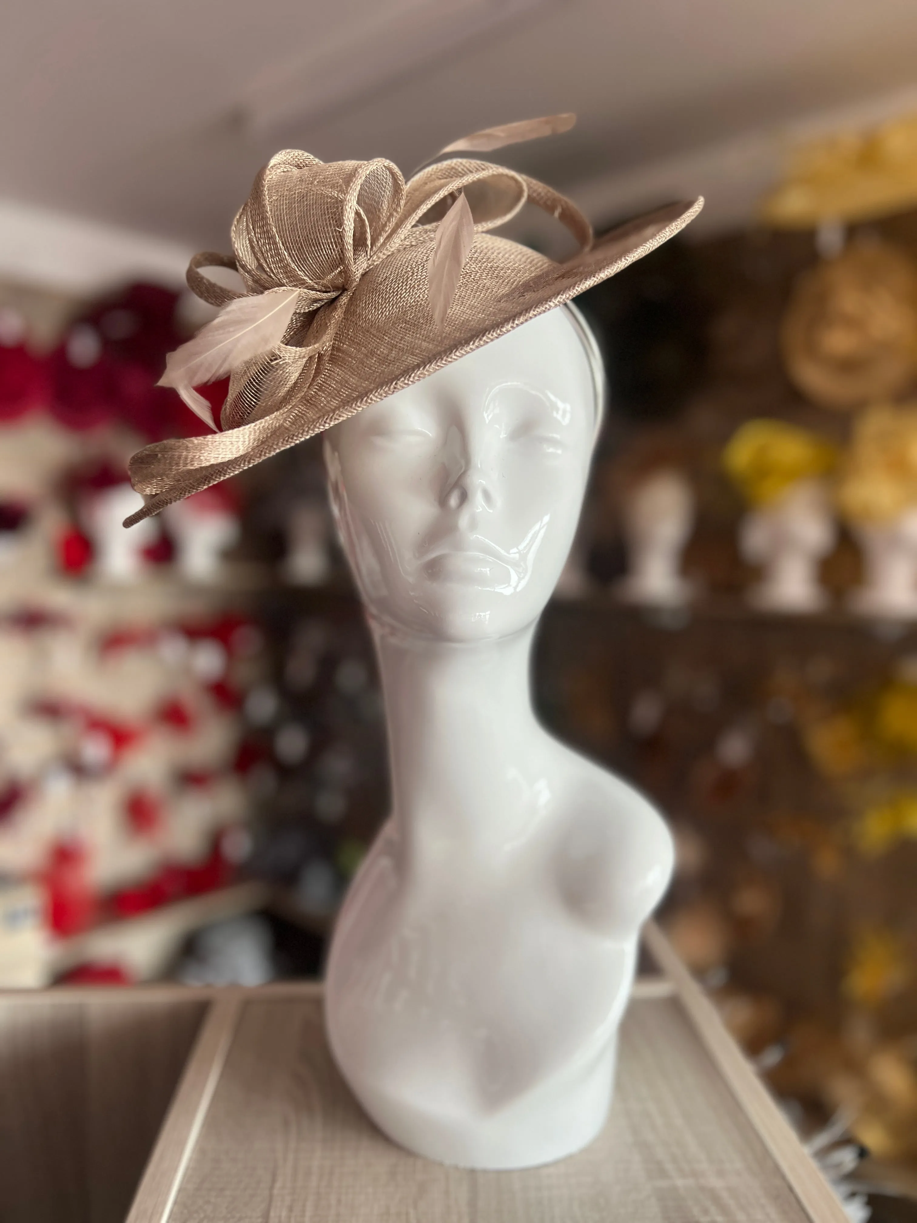 Taupe Teardrop Disc Fascinator