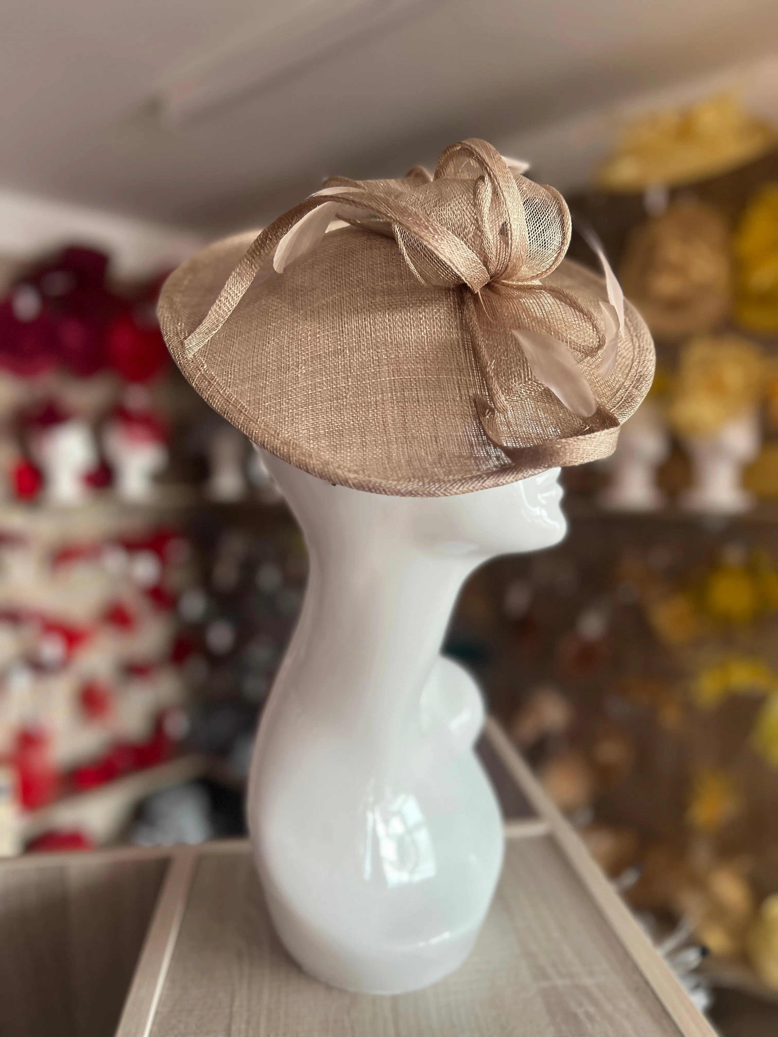 Taupe Teardrop Disc Fascinator
