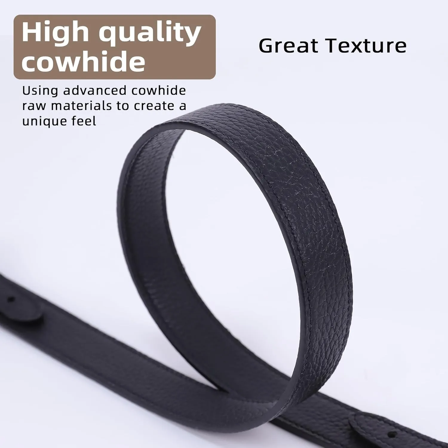 TC Leather Strap for Hermes Picotin/Lindy/Evelyne bag, Multi length Handmade Cowhide Crossbody Purse Strap for Handbag【27.6inch long, 1.5inch wide, Black (Silver Studs)】