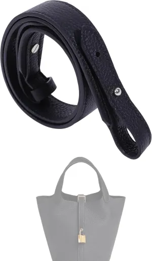 TC Leather Strap for Hermes Picotin/Lindy/Evelyne bag, Multi length Handmade Cowhide Crossbody Purse Strap for Handbag【27.6inch long, 1.5inch wide, Black (Silver Studs)】