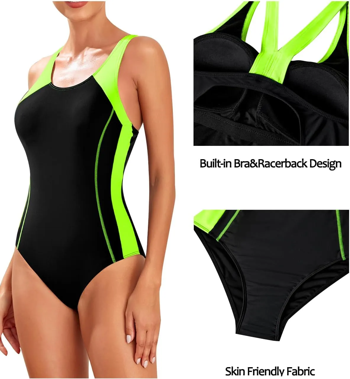 Tempt Me Women One Piece Swimsuits Athletic Racerback Swimwear Training Exercise Slimming Bathing Suit