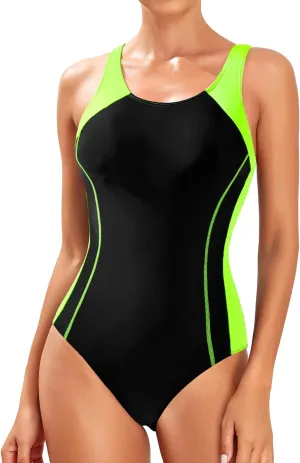 Tempt Me Women One Piece Swimsuits Athletic Racerback Swimwear Training Exercise Slimming Bathing Suit