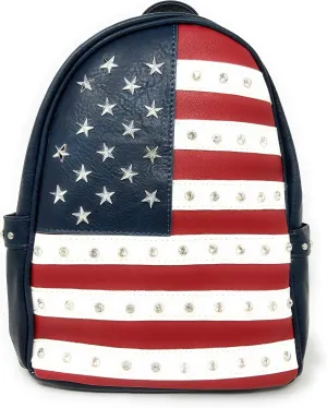 Texas West American Flag Rhinestone Women's Handbags Purse Wallet Set in Multi-Color