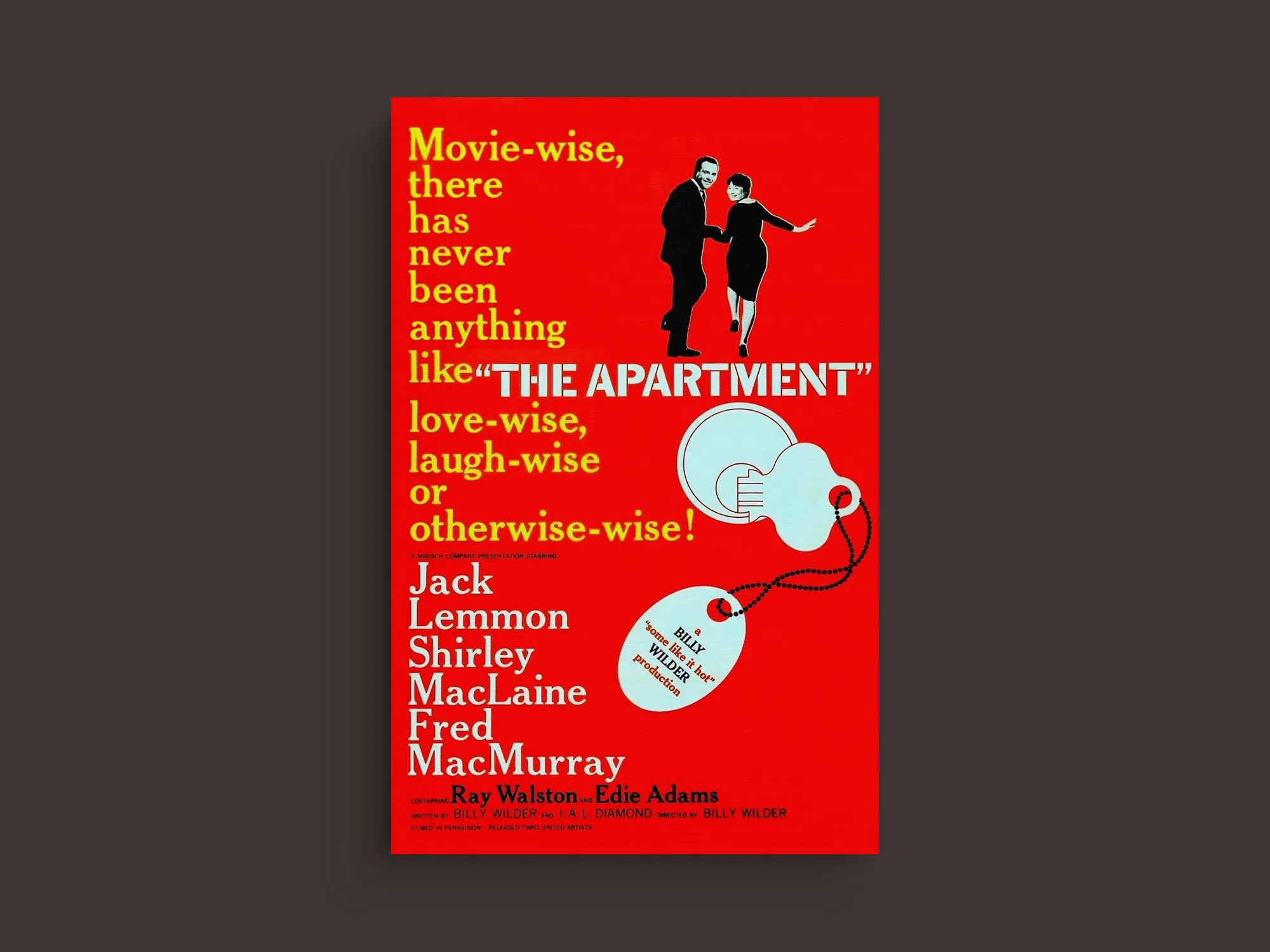 The Apartment Canvas Print Jack Lemmon Shirley MacLaine Vintage Film Art | Classic Movie Poster Design Prints