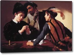 The Cardsharps by Michelangelo Merisi Da Caravaggio - 12" x 16" Gallery Wrap Canvas Art Print - Ready to Hang