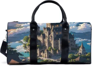The prosperous castle in the middle of the lake Travel Duffel Bag for Woman Weekender Bag Man Tote Gym Bag Sport Gym Bag Hospital Bag for Labor and Delivery Overnight Bag Luggage Bag