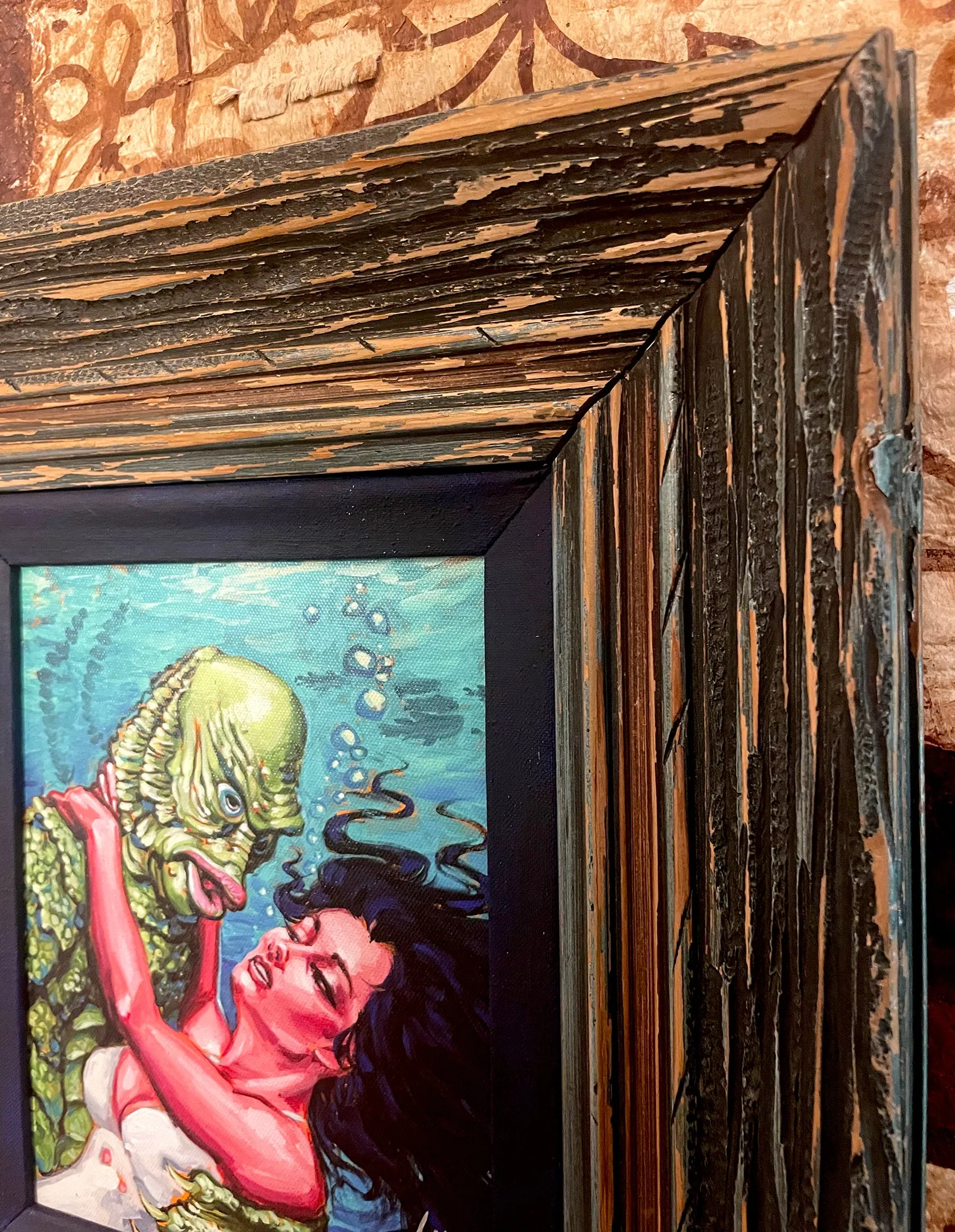 The Shape of Water Archival Canvas Art Print in Custom Vintage Frame