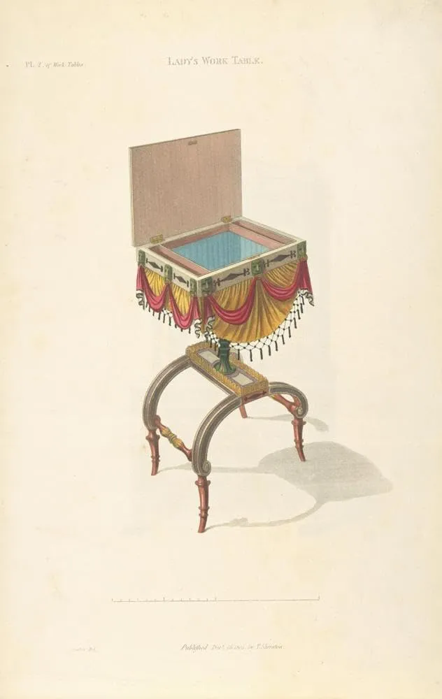 Thomas Sheraton 13x18 Gallery Wrapped Canvas Museum Art Print Titled: Lady's Work Table 2 (1805-1806)