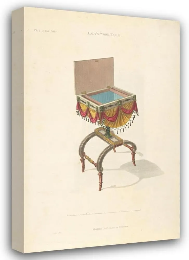 Thomas Sheraton 13x18 Gallery Wrapped Canvas Museum Art Print Titled: Lady's Work Table 2 (1805-1806)