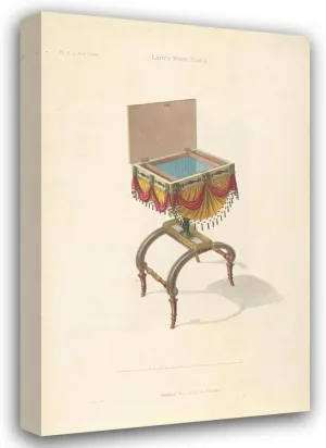 Thomas Sheraton 13x18 Gallery Wrapped Canvas Museum Art Print Titled: Lady's Work Table 2 (1805-1806)