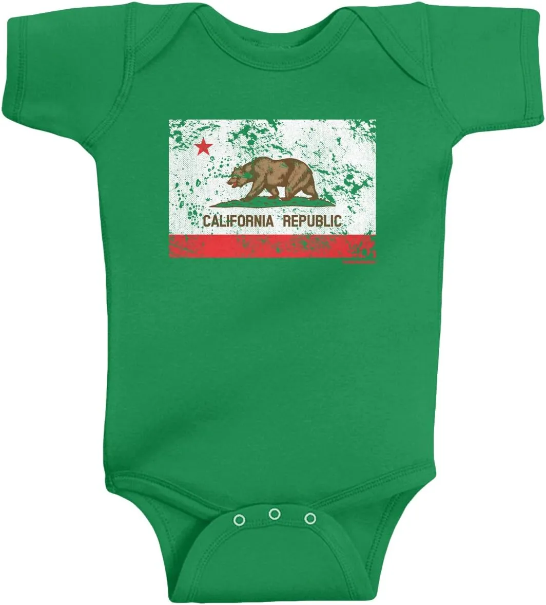 Threadrock Baby Boys' Distressed California Flag Infant Bodysuit