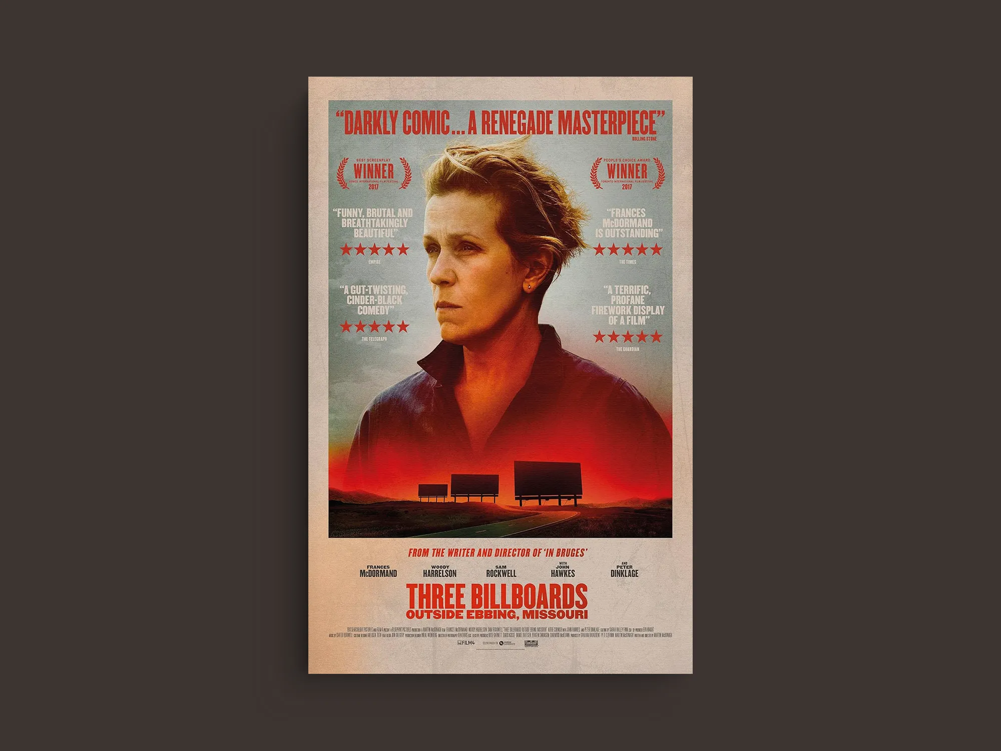 Three Billboards Outside Ebbing, Missouri Canvas Print | Film | Chief Willoughby | Frances McDormand | Woody Harrelson | Sam Rockwell
