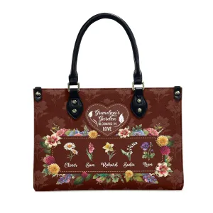 THUYPT Personalized Birth Flower Leather Bag for Mom, Mom Leather Handbag with Ziplock, Gift for Mom, Grandma, Women Leather Handbag, Mother's Day Gifts (11)