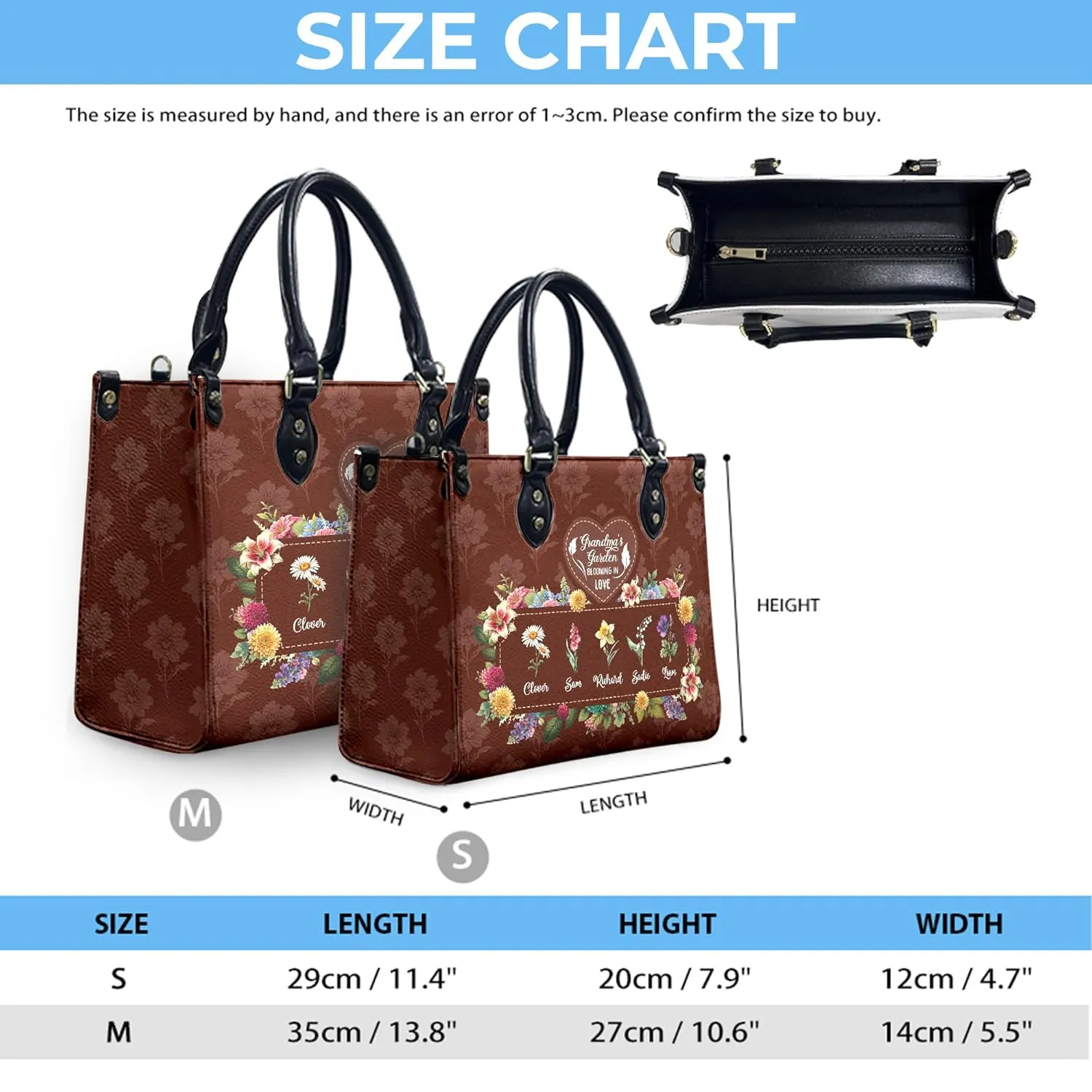 THUYPT Personalized Birth Flower Leather Bag for Mom, Mom Leather Handbag with Ziplock, Gift for Mom, Grandma, Women Leather Handbag, Mother's Day Gifts (11)