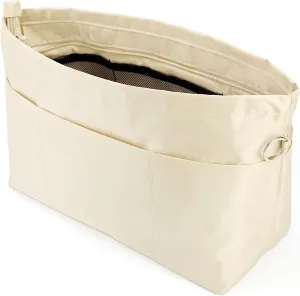 Time Wing Handbag Tote Purse Organizer Insert Bag Liner Shaper Divider Zipper 11 Pockets Compartments Medium Beige