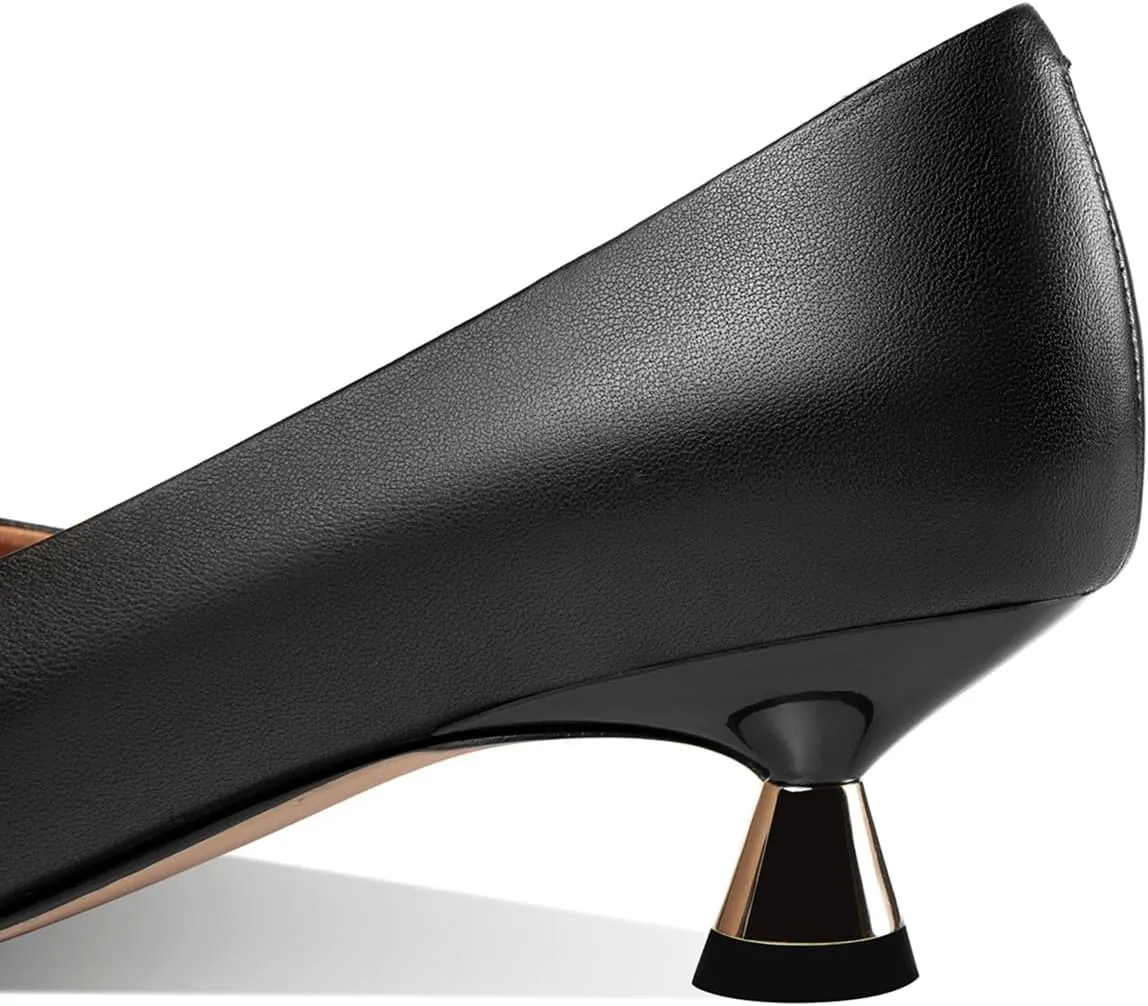 TinaCus Genuine Leather Pointed Toe Handmade Flower Cute Kitten Heels Women's Pumps Shoes