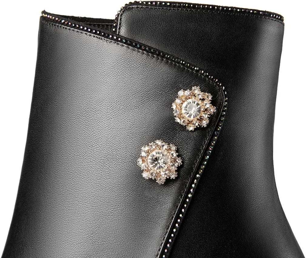 TinaCus Women's Handmade Genuine Leather Side Zip Up High Heel Pointed Toe Ankle Dressy Booties
