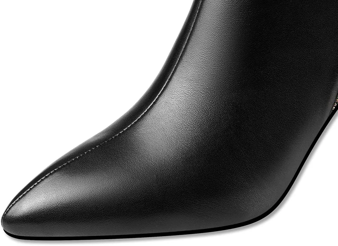 TinaCus Women's Handmade Genuine Leather Side Zip Up High Heel Pointed Toe Ankle Dressy Booties