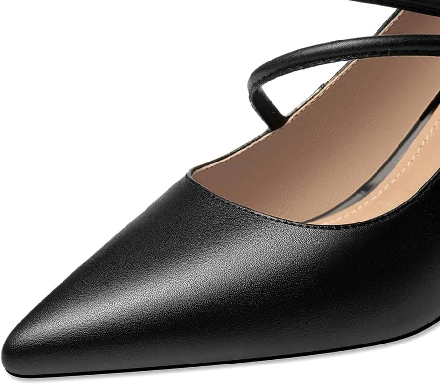 TinaCus Women's Pointed Toe Genuine Leather Handmade Flower Décor Mid Chunky Heels Graceful Pumps Shoes