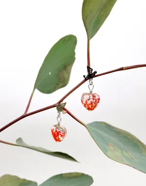 Tiny Birds with Dried Flowers Heart Handmade Resin Earrings